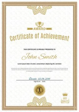Official white certificate of a4 format with beige border, Official simple bl Stock Illustration