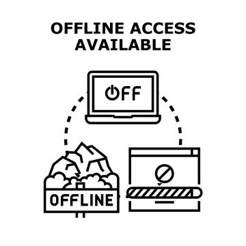 Offline access available data storage concept illustration 스톡 일러스트
