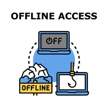 Offline access concept with disconnected digital devices イラスト素材