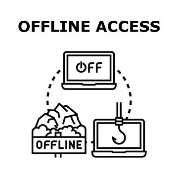 Offline access concept with disconnected digital devices Illustrazione stock