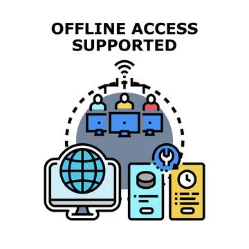 Offline access supported for global network data Stock Illustration