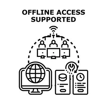 Offline access supported for global network data イラスト素材