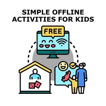 Offline activities for kids reducing screen time Stock Illustration