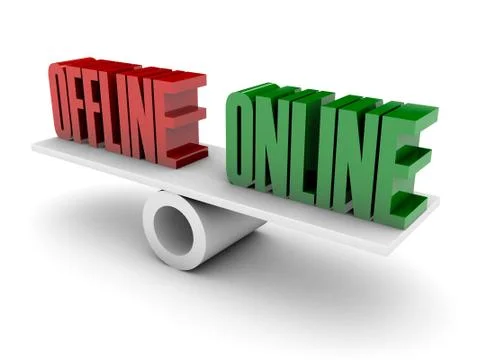 Offline and Online .opposition. Concept 3D illustration. Stock Illustration