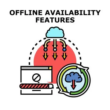 Offline availability features for data storage concept Stock Illustration