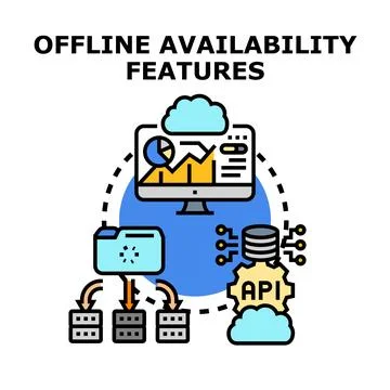 Offline availability features for data synchronization system Stock Illustration