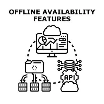 Offline availability features for data synchronization system Stock Illustration