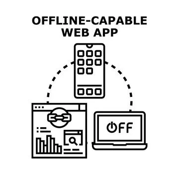 Offline capable web app working without internet 库存插图