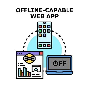 Offline capable web app working without internet Stock Illustration