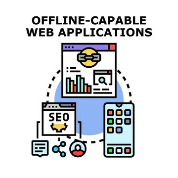 Offline capable web applications concept illustration Stock Illustration