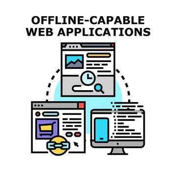 Offline capable web applications development concept Stockillustratie