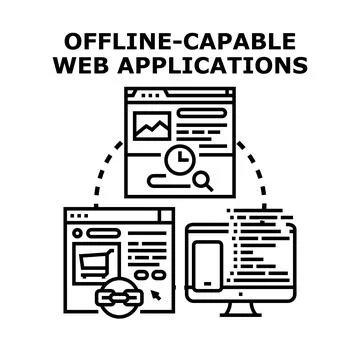 Offline capable web applications development concept Stockillustratie