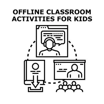 Offline classroom activities and lessons for students Stock Illustration