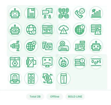 Offline Comprehensive Vector Bundle with 28 Pixel Optimized Bold Line 256x2.. Stock Illustration