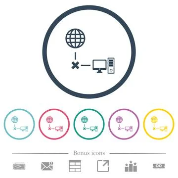 Offline computer flat color icons in round outlines Stock Illustration