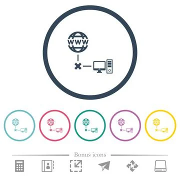 Offline computer flat color icons in round outlines Stock Illustration