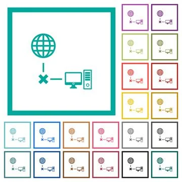 Offline computer flat color icons with quadrant frames Stock Illustration