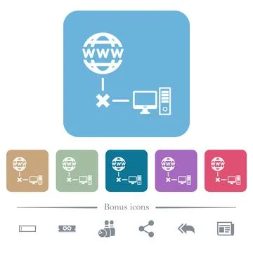 Offline computer flat icons on color rounded square backgrounds Illustrazione stock