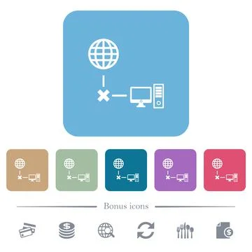 Offline computer flat icons on color rounded square backgrounds Illustrazione stock