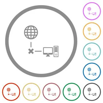 Offline computer flat icons with outlines Stock Illustration