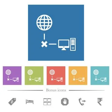 Offline computer flat white icons in square backgrounds Illustrazione stock