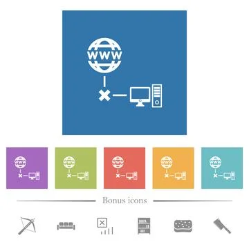 Offline computer flat white icons in square backgrounds Illustrazione stock