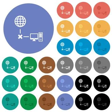 Offline computer round flat multi colored icons Stock Illustration