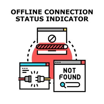 Offline connection status indicator concept Stock Illustration