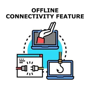 Offline connectivity feature activating access service Stock Illustration
