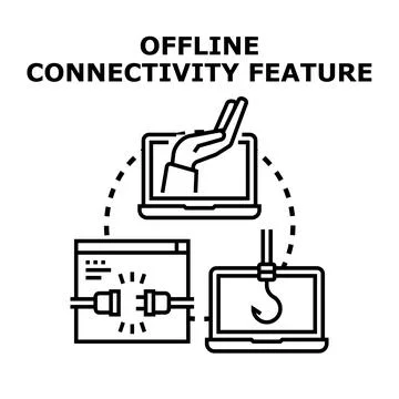 Offline connectivity feature activating access service Stock Illustration