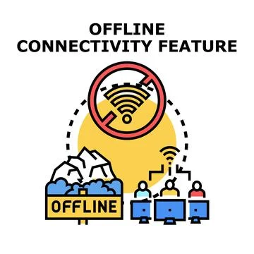 Offline connectivity feature for remote work and digital nomad Stock Illustration