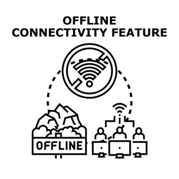 Offline connectivity feature for remote work and digital nomad Stock Illustration