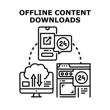 Offline content downloading and data synchronization across devices Stock Illustration