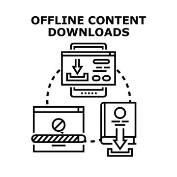 Offline content downloading to digital devices concept Stock Illustration