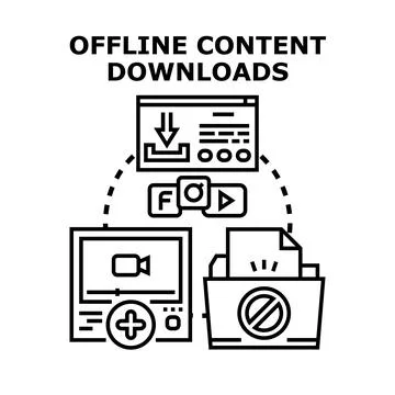 Offline content downloads for digital media storage concept Stock Illustration