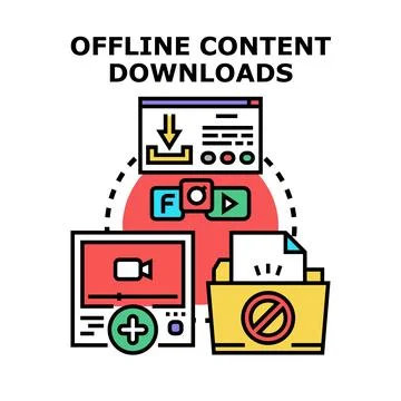 Offline content downloads for digital media storage concept Stock Illustration