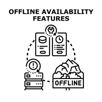Offline data availability features and server maintenance Illustrazione stock