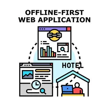 Offline first web application concept vector icon Illustrazione stock