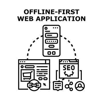 Offline first web application concept illustration 스톡 일러스트