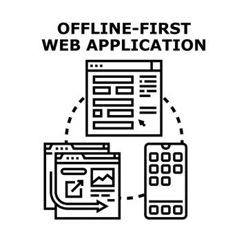 Offline first web application concept vector illustration Stock Illustration