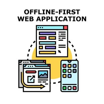 Offline first web application concept vector illustration Stock Illustration
