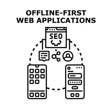 Offline first web applications concept vector illustration 스톡 일러스트