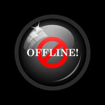 Offline icon. Internet button on black background. . Stock Illustration