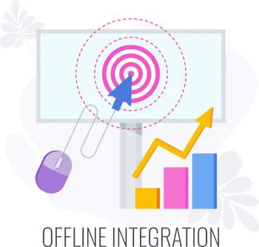 Offline integration. Integrate offline and online marketing. Stock Illustration