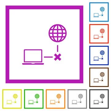 Offline laptop flat framed icons 스톡 일러스트