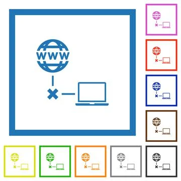 Offline laptop flat framed icons 库存插图