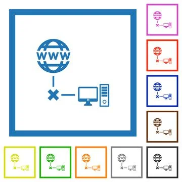 Offline laptop flat framed icons Stock Illustration