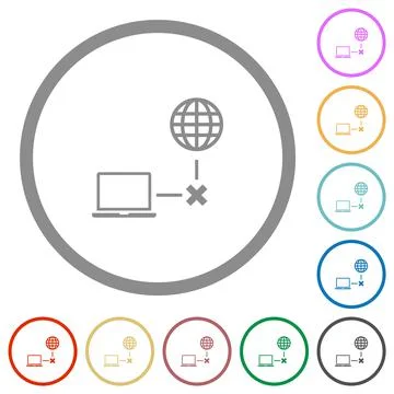 Offline laptop flat icons with outlines Stock Illustration