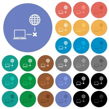 Offline laptop round flat multi colored icons Stock Illustration