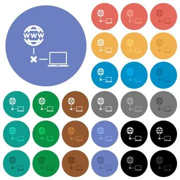 Offline laptop round flat multi colored icons Stock Illustration